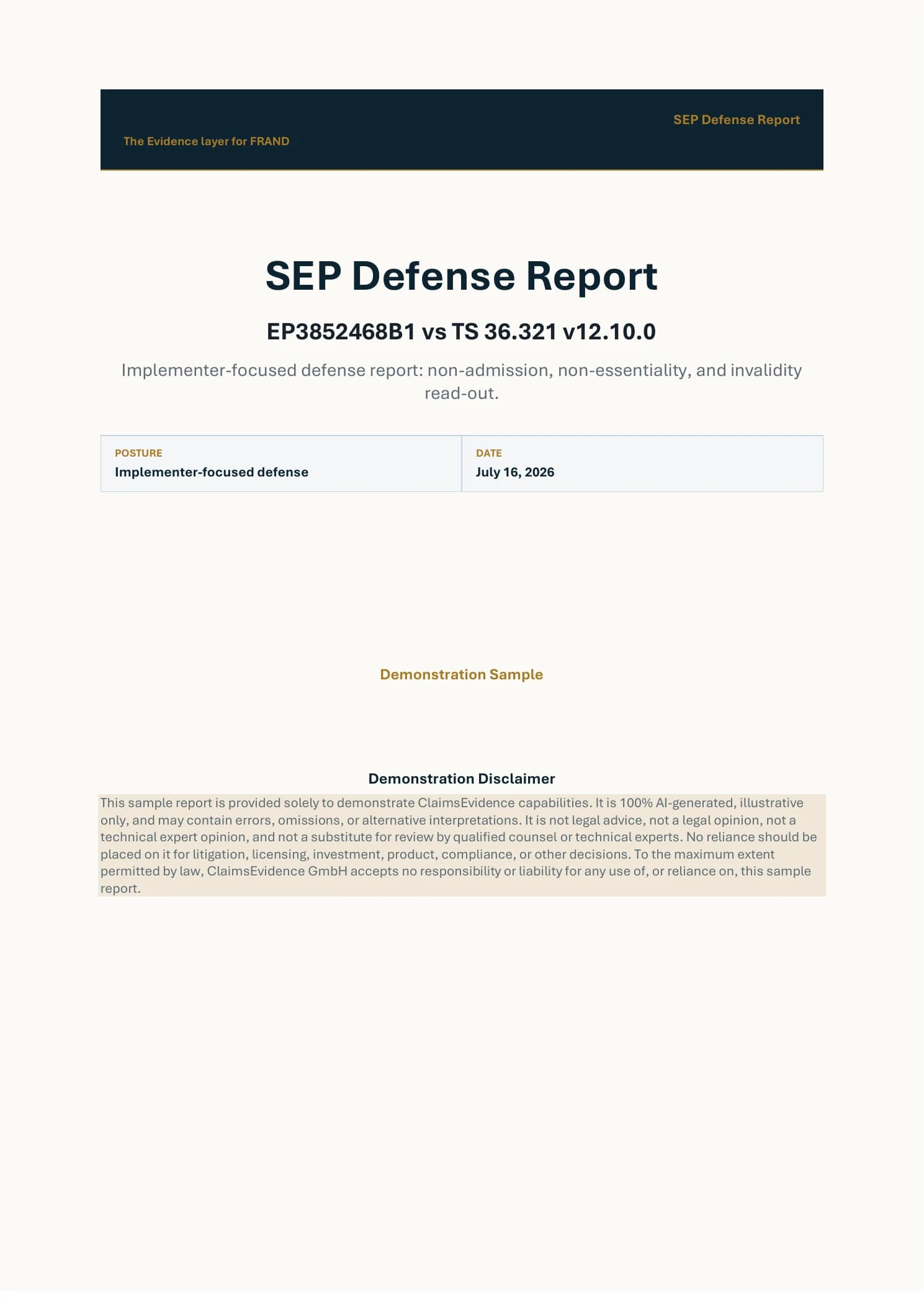 Cover of the EP3852468B1 LTE SEP defense report on CSI and SRS reporting during DRX